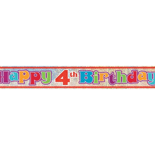 Happy 4th Birthday Prismatic Foil Banner 365cm Product Image