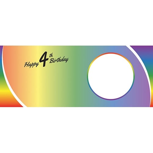 Happy 4th Birthday Rainbow Ombre Design Small Personalised Banner – 4ft x 2ft