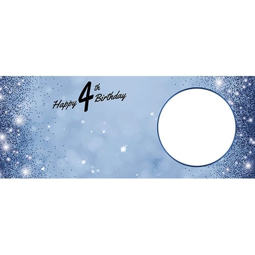 Happy 4th Birthday Sparkles Royal Blue Design Small Personalised Banner – 4ft x 2ft