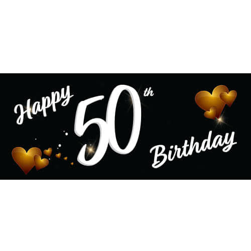 Happy 50th Birthday Black PVC Party Sign Decoration Product Image