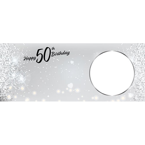 Happy 50th Birthday Milestone Light Design Medium Personalised Banner - 6ft x 2.25ft