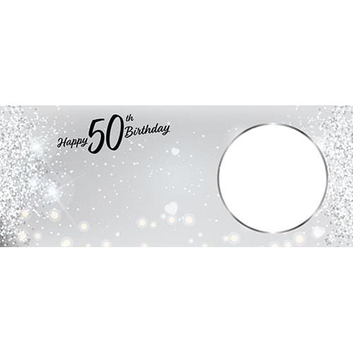 Happy 50th Birthday Milestone Light Design Small Personalised Banner - 4ft x 2ft