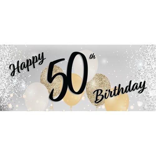 Happy 50th Birthday Silver PVC Party Sign Decoration Product Image