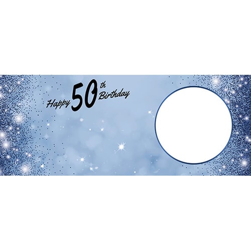 Happy 50th Birthday Sparkles Royal Blue Design Small Personalised Banner – 4ft x 2ft