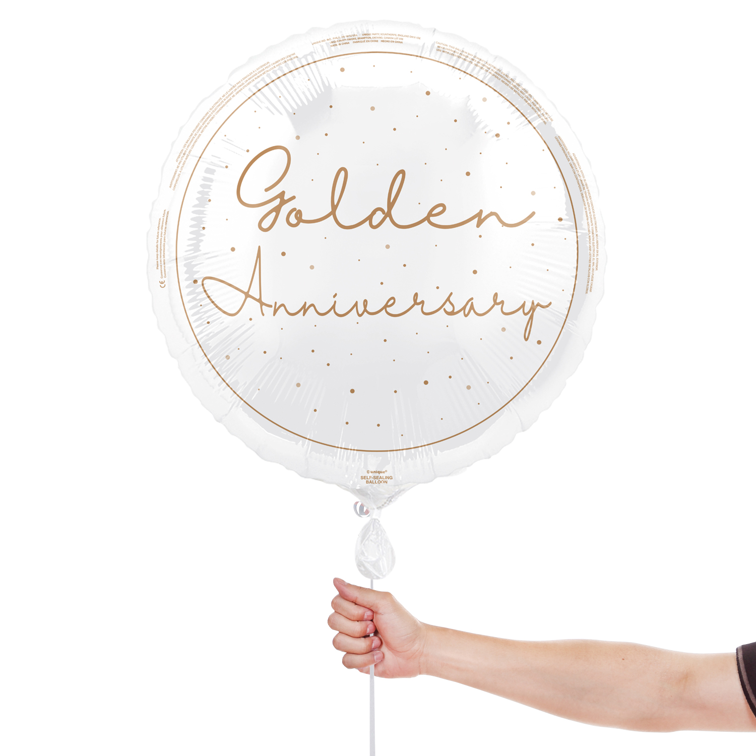 Happy 50th Golden Anniversary Round Foil Balloon 46cm / 18 in View 2