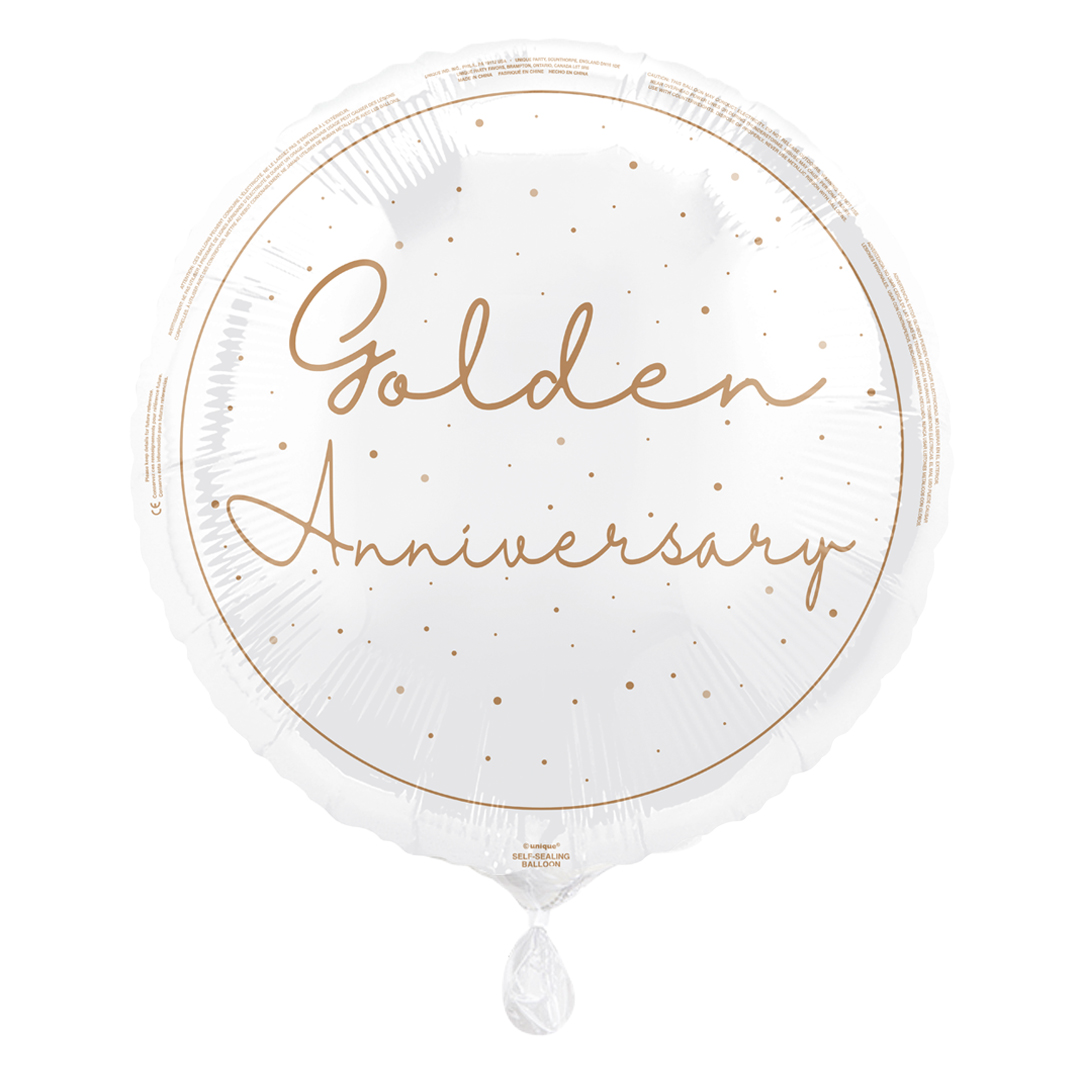 Happy 50th Golden Anniversary Round Foil Balloon 46cm / 18 in