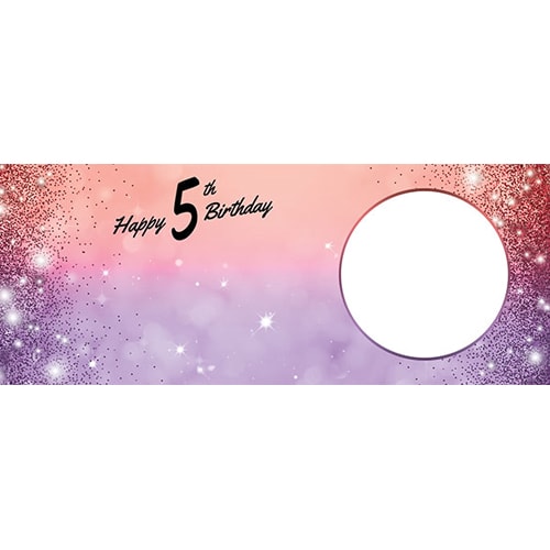 Happy 5th Birthday Sparkles Red Purple Design Small Personalised Banner – 4ft x 2ft