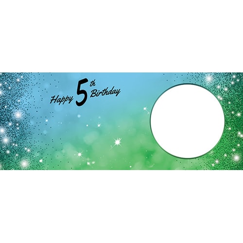 Happy 5th Birthday Sparkles Blue Green Design Small Personalised Banner – 4ft x 2ft