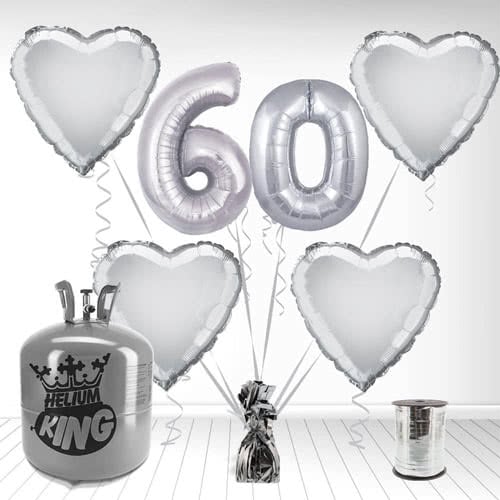 Happy 60th Anniversary Supershape Foil Balloon and Helium Gas Package