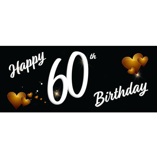 Happy 60th Birthday Black PVC Party Sign Decoration Product Image