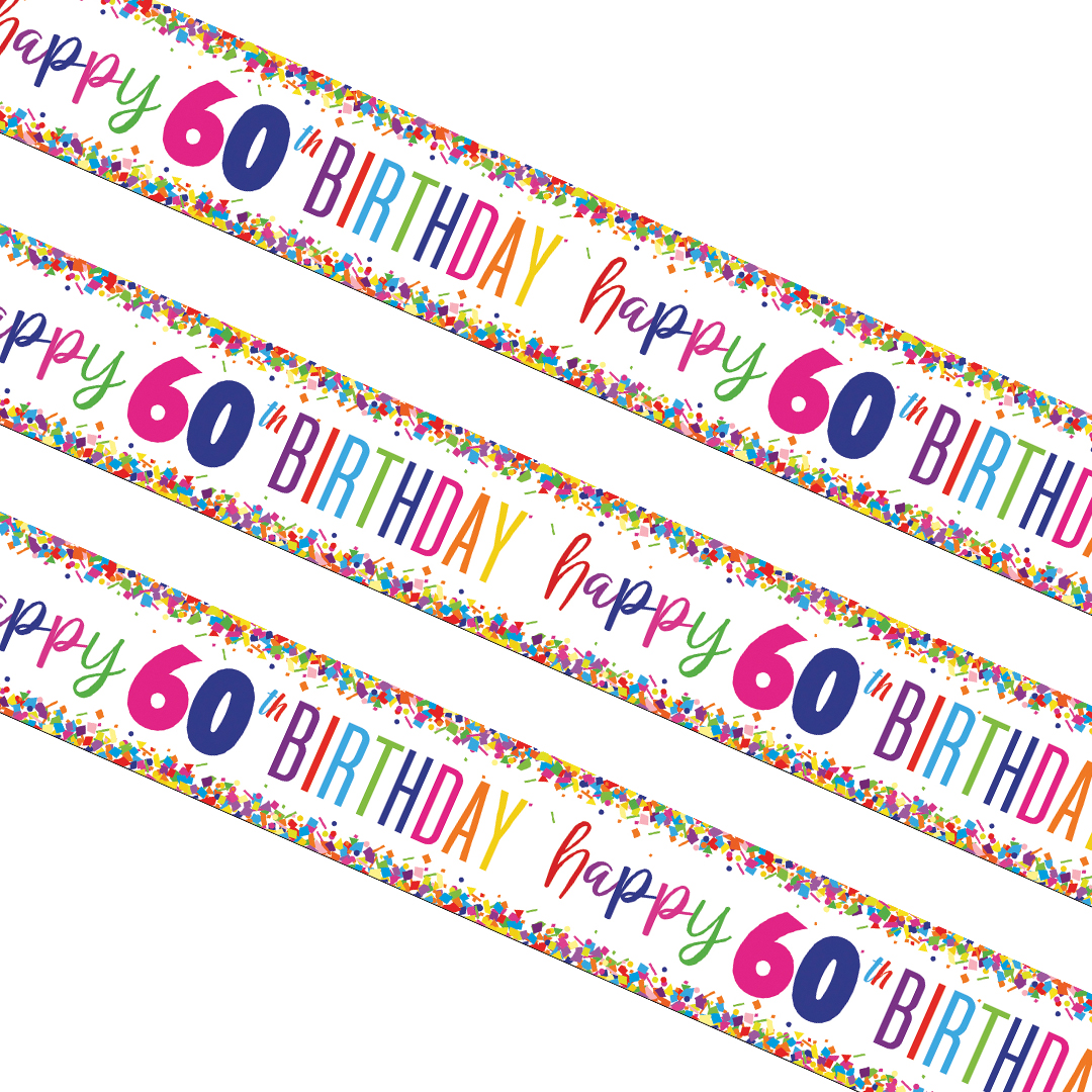 Happy 60th Birthday Bright Confetti Foil Banner 274cm View 2
