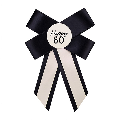 Happy 60th Birthday Cream & Black Elegant Milestone Rosette Pin Badge 17cm Product Gallery Image