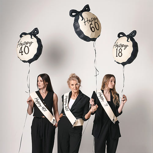 Happy 60th Birthday Cream & Black Elegant Milestone Paper Sash Product Gallery Image