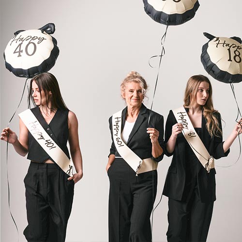 Happy 60th Birthday Cream & Black Elegant Milestone Paper Sash Product Gallery Image