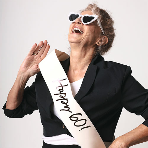 Happy 60th Birthday Cream & Black Elegant Milestone Paper Sash Product Gallery Image