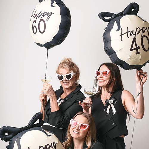 Happy 60th Birthday Cream & Black Elegant Milestone Rosette Pin Badge 17cm Product Gallery Image
