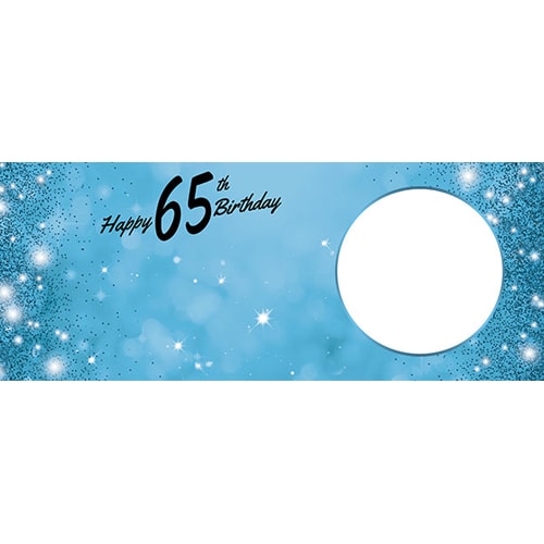 Happy 65th Birthday Sparkles Baby Blue Design Medium Personalised Banner – 6ft x 2.25ft