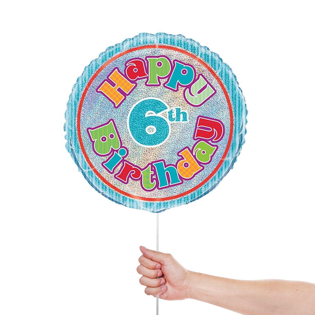 Happy 6th Birthday Foil Helium Balloon 46cm / 18 in Product Gallery Image