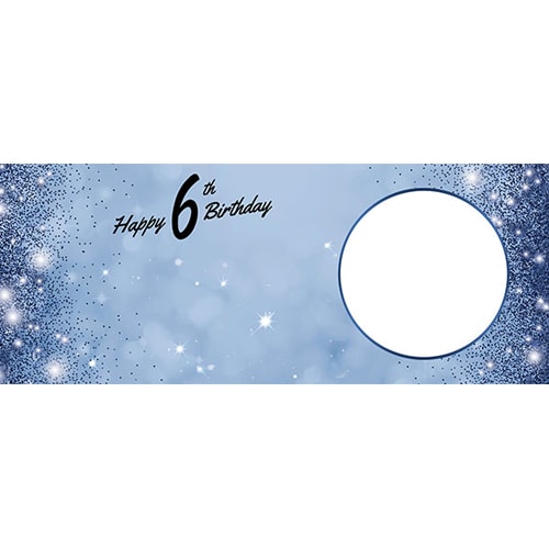 Happy 6th Birthday Sparkles Royal Blue Design Small Personalised Banner – 4ft x 2ft