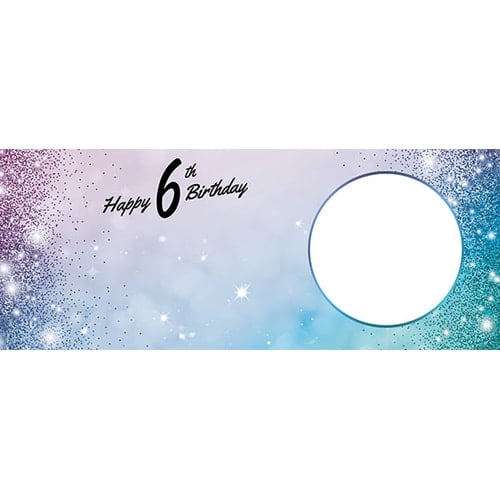 Happy 6th Birthday Sparkles Blue Pink Design Small Personalised Banner – 4ft x 2ft