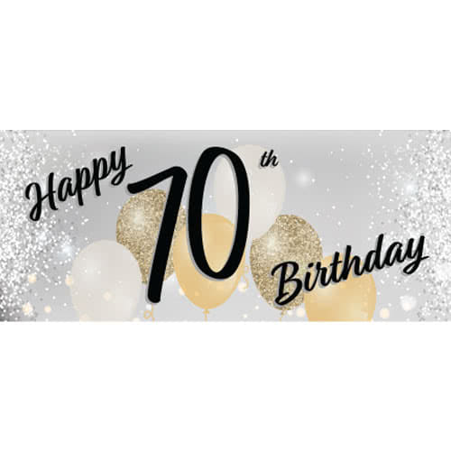 Happy 70th Birthday Silver PVC Party Sign Decoration Product Image