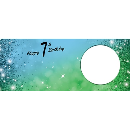 Happy 7th Birthday Sparkles Blue Green Design Small Personalised Banner – 4ft x 2ft