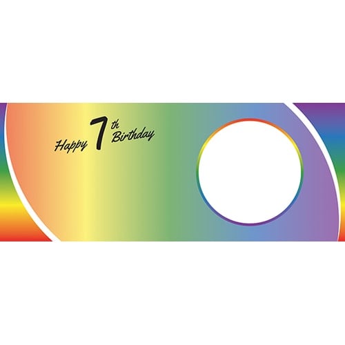 Happy 7th Birthday Rainbow Ombre Design Large Personalised Banner – 10ft x 4ft