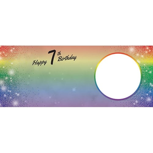 Happy 7th Birthday Rainbow Sparkles Design Large Personalised Banner – 10ft x 4ft