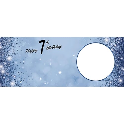 Happy 7th Birthday Sparkles Royal Blue Design Small Personalised Banner – 4ft x 2ft