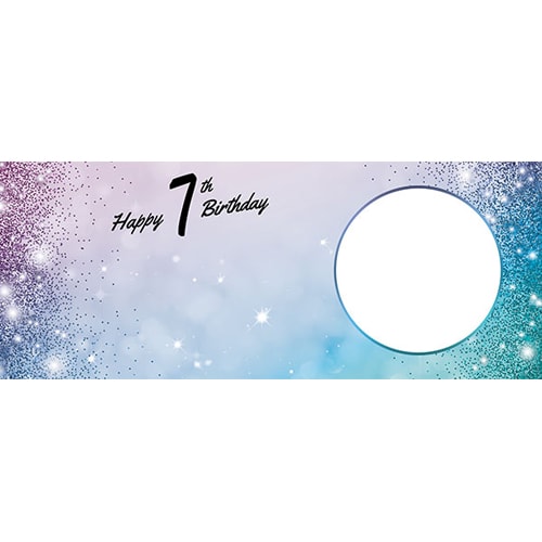 Happy 7th Birthday Sparkles Blue Pink Design Small Personalised Banner – 4ft x 2ft