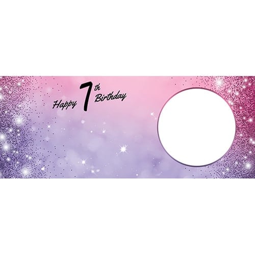 Happy 7th Birthday Sparkles Pink Purple Design Small Personalised Banner – 4ft x 2ft