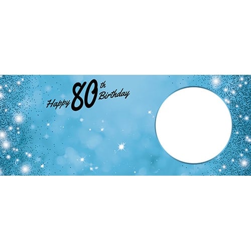 Happy 80th Birthday Sparkles Baby Blue Design Small Personalised Banner – 4ft x 2ft