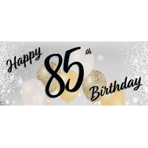 Happy 85th Birthday Silver PVC Party Sign Decoration