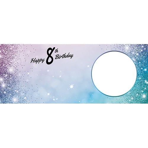 Happy 8th Birthday Sparkles Blue Pink Design Small Personalised Banner – 4ft x 2ft