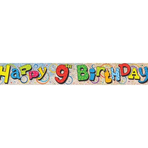 Happy 9th Birthday Prismatic Foil Banner 365cm Product Image