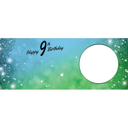 Happy 9th Birthday Sparkles Blue Green Design Small Personalised Banner – 4ft x 2ft