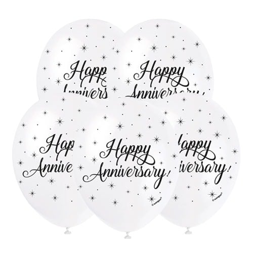 Happy Anniversary Biodegradable Latex Balloons 30cm / 12 in - Pack of 5 Product Image