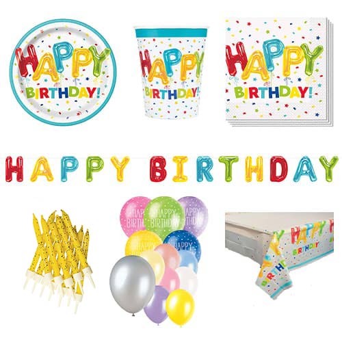 Happy Balloon Birthday 16 Person Deluxe Party Pack Product Image