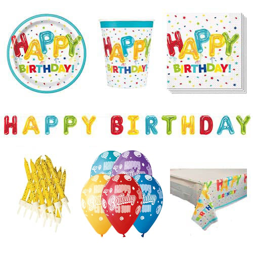 Happy Balloon Birthday 8 Person Deluxe Party Pack