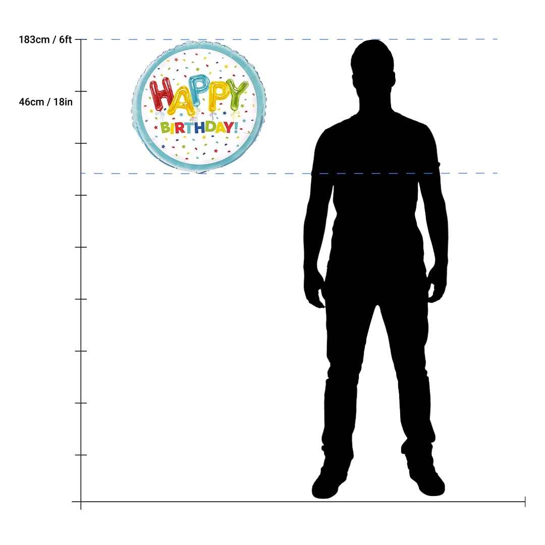 Happy Balloon Birthday Round Foil Helium Balloon 46cm / 18 in Product Gallery Image
