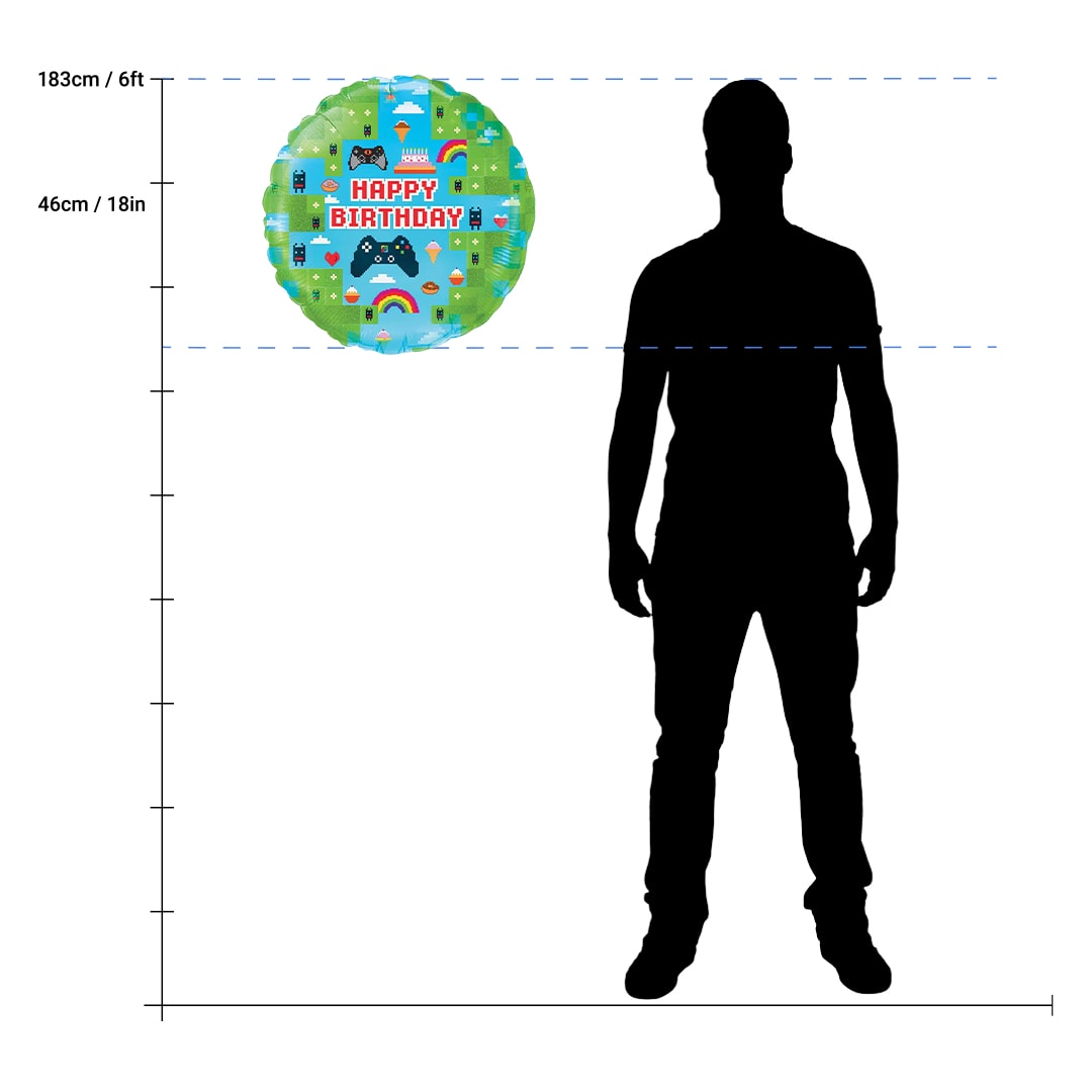 Happy Birthday Blox Game Round Shape Holographic Foil Helium Balloon 46cm / 18 in Product Gallery Image