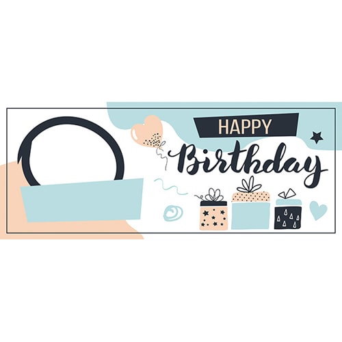 Happy Birthday Blue Design Medium Personalised Banner – 6ft x 2.25ft