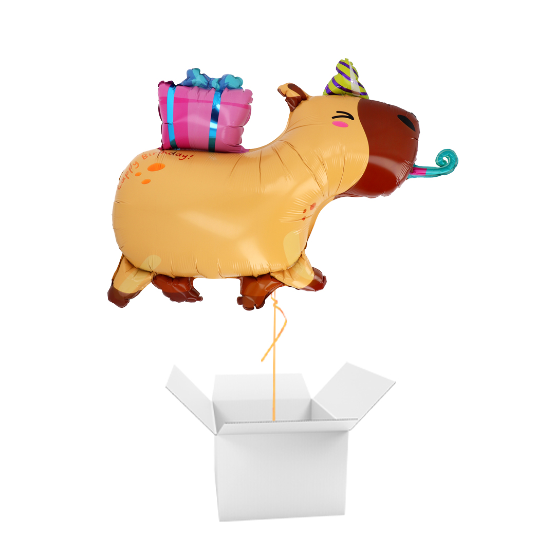 Happy Birthday Capybara Foil Shaped Balloon - Inflated Balloon In A Box