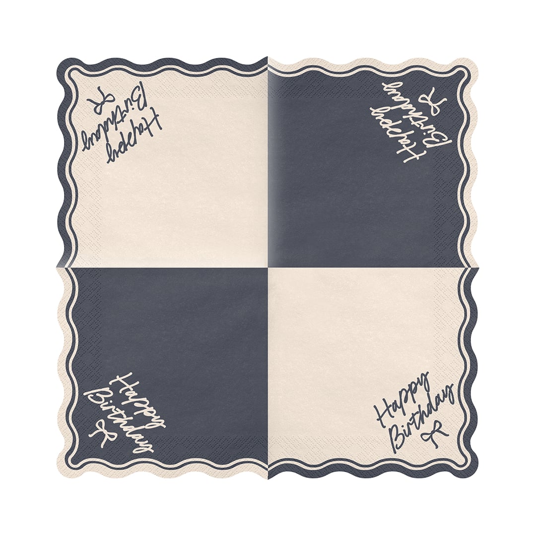 Happy Birthday Cream & Black Elegant Bow Paper Luncheon Napkins 2 Ply 33cm - Pack of 12 Product Gallery Image