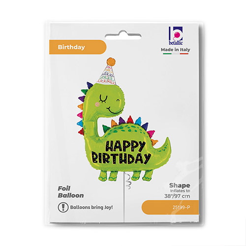 Happy Birthday Dinosaur Giant Helium Foil Balloon 97cm / 52 in Product Gallery Image