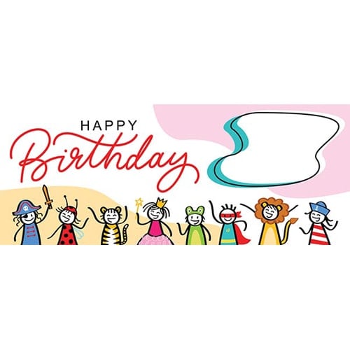 Happy Birthday Fairy Tale Design Small Personalised Banner – 4ft x 2ft