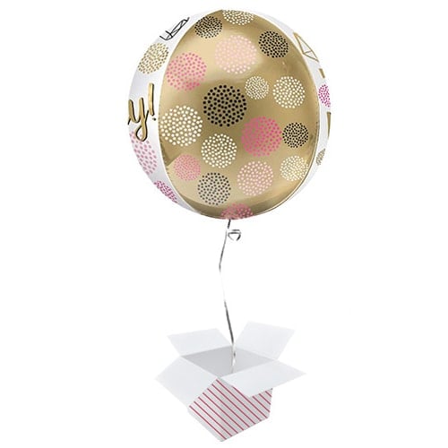 Happy Birthday Gems Orbz Foil Helium Balloon - Inflated Balloon in a Box Product Gallery Image