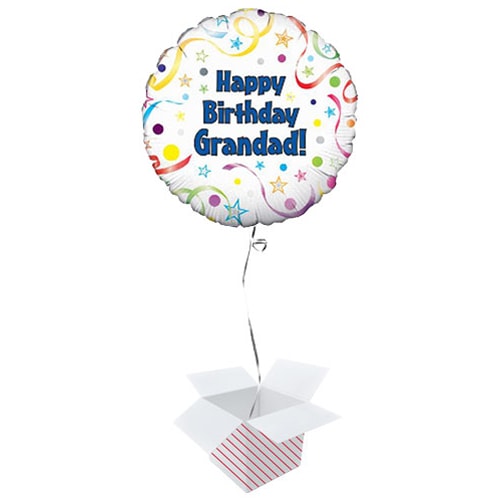 Happy Birthday Grandad Round Foil Helium Balloon - Inflated Balloon in a Box