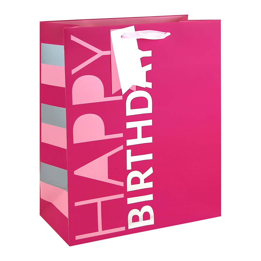 Happy Birthday Large Hot Pink Gift Bag 33cm