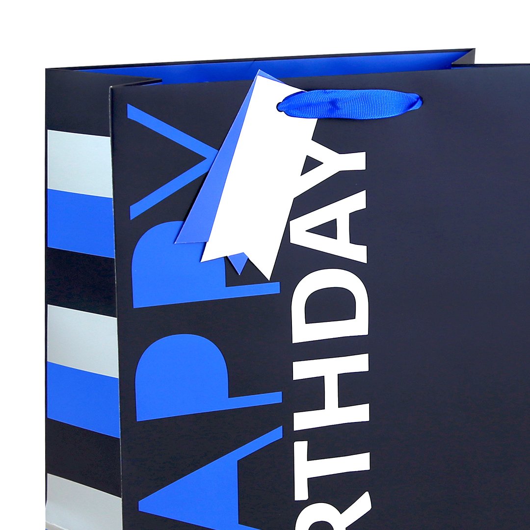 Happy Birthday Large Navy Blue Gift Bag 33cm Product Gallery Image
